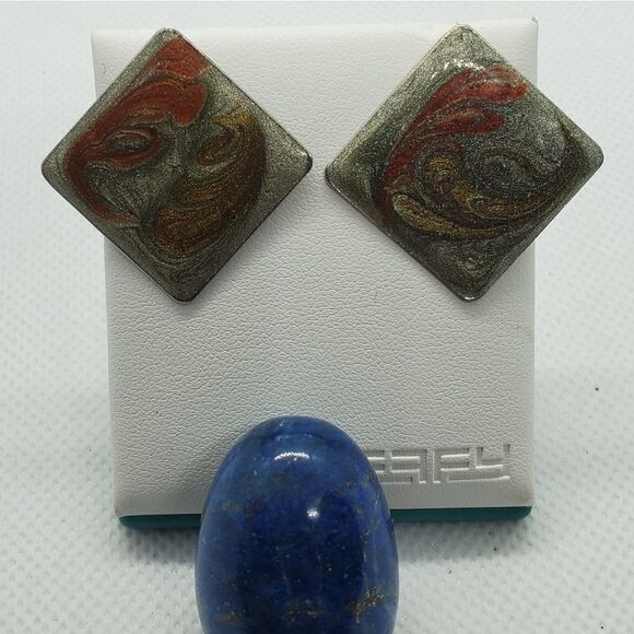 Vintage Silver, Red, & Gold Earrings - Picture 2 of 3